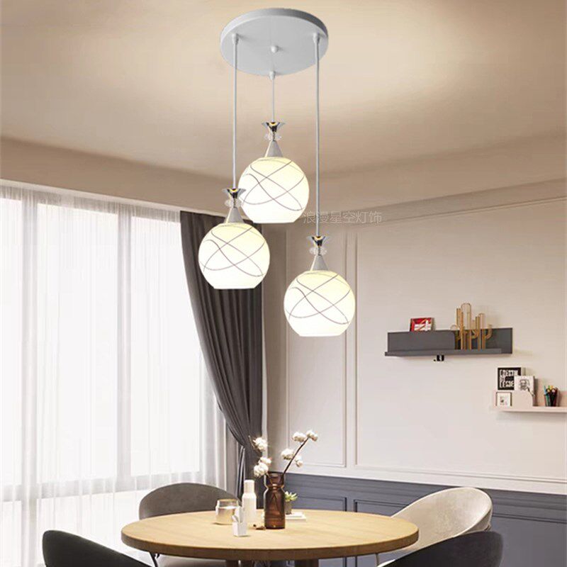 led餐吊灯现代简约餐厅灯吊灯D三头饭厅个性餐桌创意北欧灯具