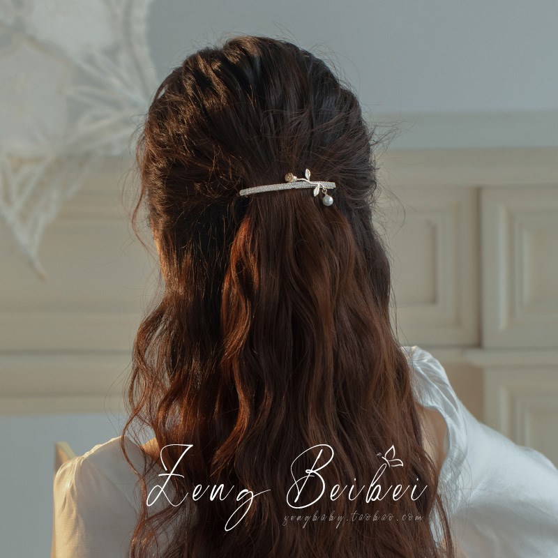 仙气花朵弹簧夹 森系发夹半扎发后脑勺发卡女夹子头饰品一字横夹