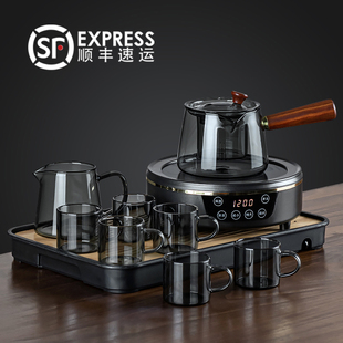 家用小型功夫茶具电陶炉煮茶器网红煮茶 烟灰耐热玻璃煮茶壶套q装