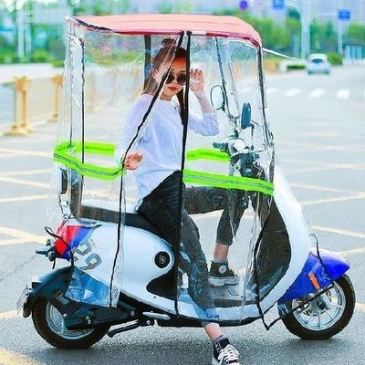 电动车全封闭式雨棚摩托车新款加厚男士遮雨蓬R棚通用两轮前遮雨