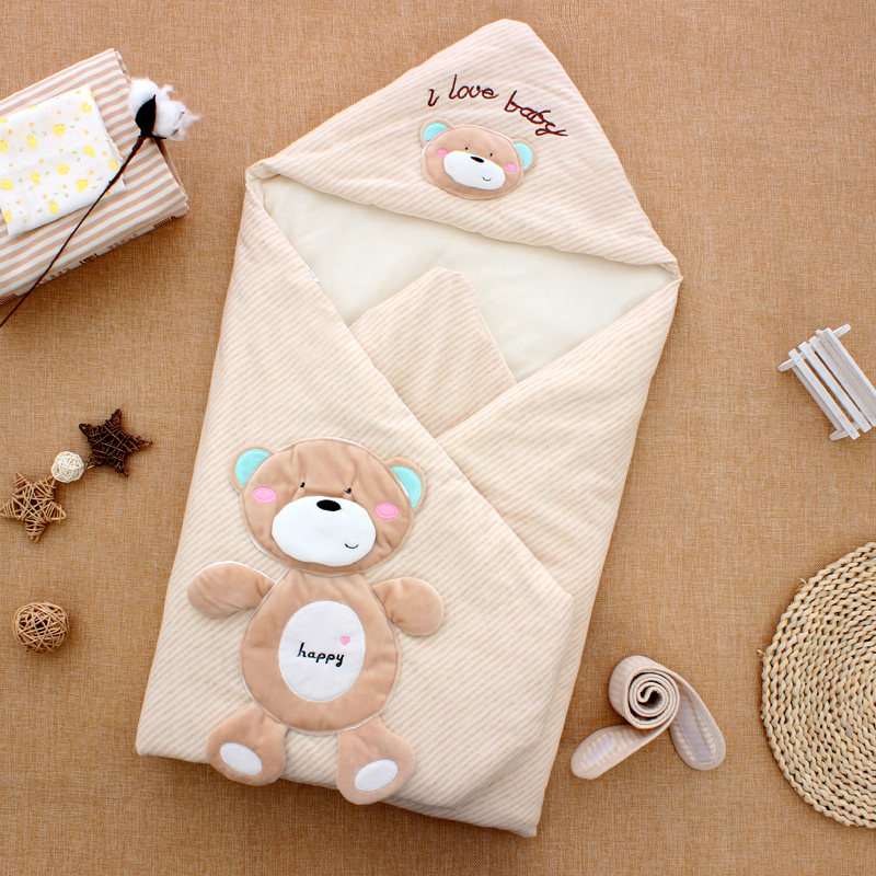 婴儿抱被新生儿包被春秋冬纯棉初生被H子宝宝加厚款可脱胆四季用