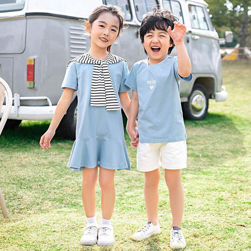 新款韩国童装2021春夏女童连衣裙母女亲子装洋气两件套装厂家