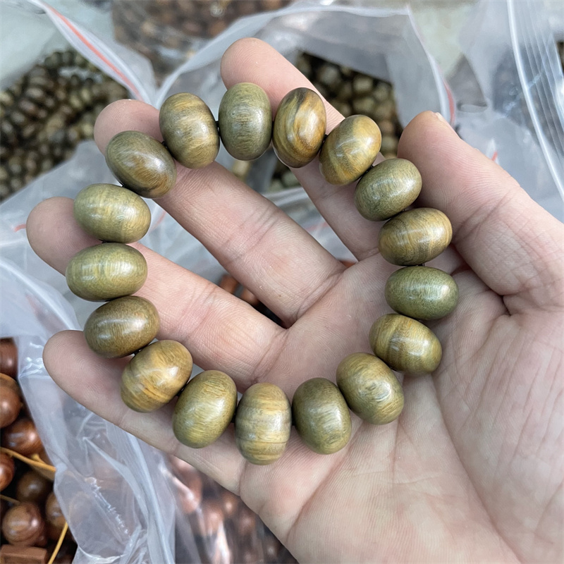 速发绿檀木手串 手链佛珠念珠男女情侣长短款全手工手腕装饰品毛
