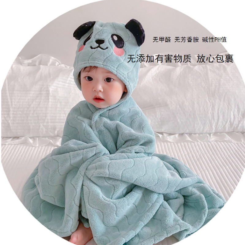 儿童浴巾新生婴儿带n帽斗篷超柔速干吸水春秋冬宝宝洗澡浴袍盖毯