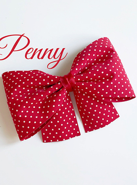 Penny.S佩尼手作月刊少女红色波点蝴蝶结发夹可定制