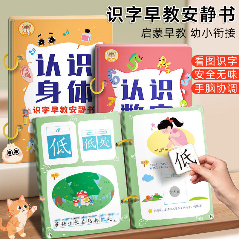 识字早教安静书幼儿启蒙游戏书学前认字卡粘贴学习用品