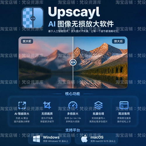 Upscayl2.15AI无损放大增强清晰度中文版离线运行批量老照片修复
