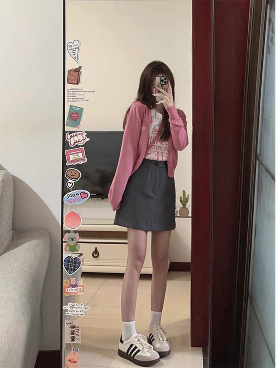 春装套装女新款刺绣针织开衫高级感百搭气质上衣a字半身裙一整套