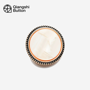 强士纽扣金属树脂大理石花纹时尚圆形女装西服小香风钮扣扣子