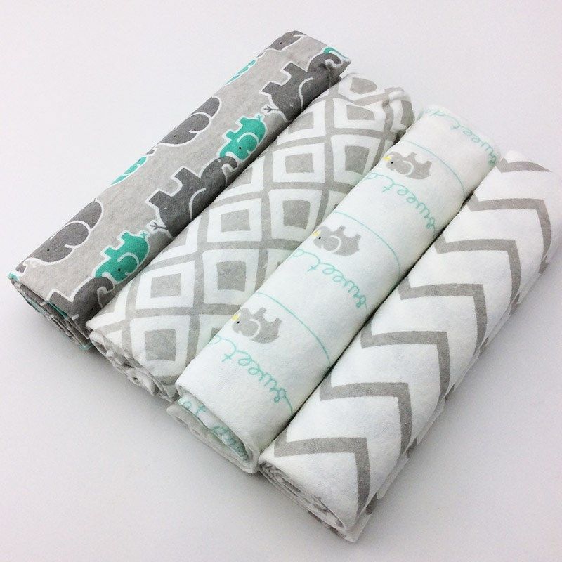 4pcs cotton receiving blanket swaddle baby bedsheet newborn