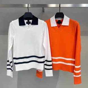 出口原单高尔夫女装时尚翻领针织衫户外气质百搭长袖上衣下场球服