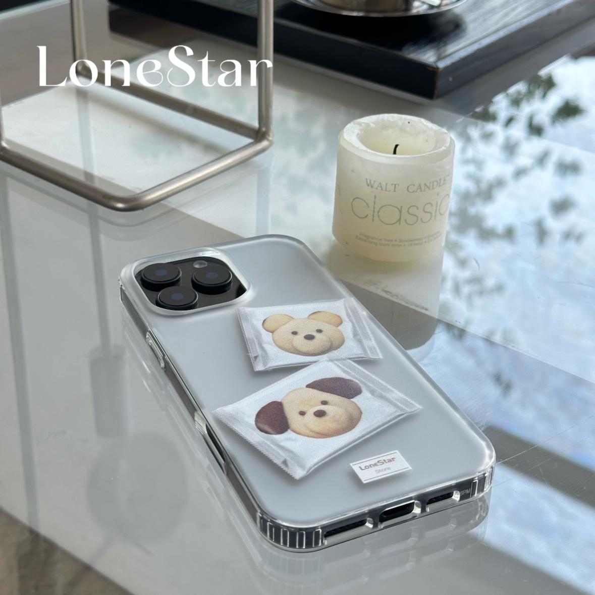 LoneStar磨砂白小狗曲奇饼干可爱印花软壳适用苹果17promax全包大孔手机壳