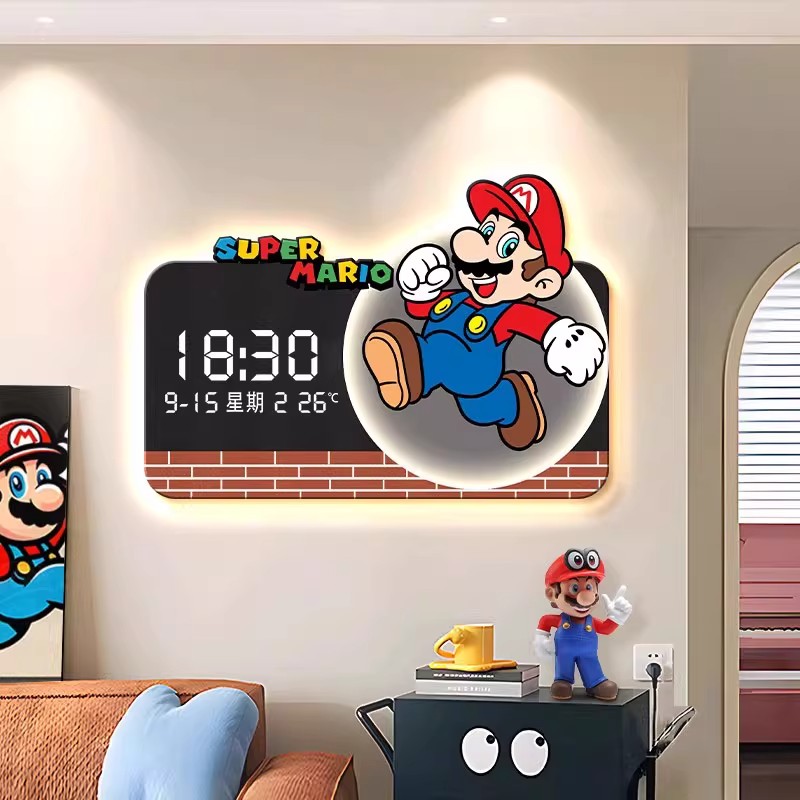 马里奥客厅钟表挂画餐厅数显时钟