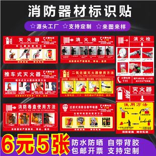 灭火器消火栓使用方法消防栓使用说明自粘贴纸消防器材指示牌消防安全标识牌灭火器放置点推车式 灭火器标识牌