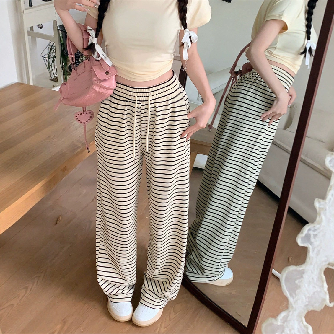 【互星专属】黑白条纹垂感休闲裤休闲裤