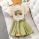 夏季 网红儿童夏装 洋气女大童短袖 两件套女孩2025新款 裙裤 女童套装