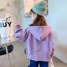 女童外套春秋款2025新款洋气儿童秋装连帽卫衣小女孩秋季炸街上衣