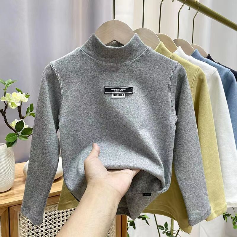 男童半高领打底衫儿童德绒长袖