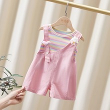 女童背带裤套装夏季2025新款小童夏装衣服洋气夏日女宝夏天两件套