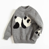 潮 加绒针织衫 儿童针织衫 男女童宝宝可爱熊猫卡通上衣男孩毛衣冬季