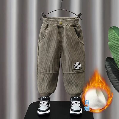 男童加绒卫裤秋冬款加厚运动长裤
