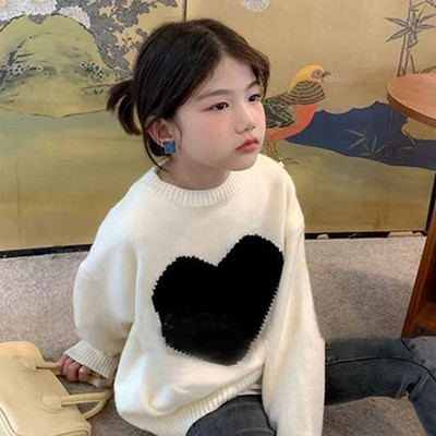 女童套头毛衣秋冬洋气爱心针织衫