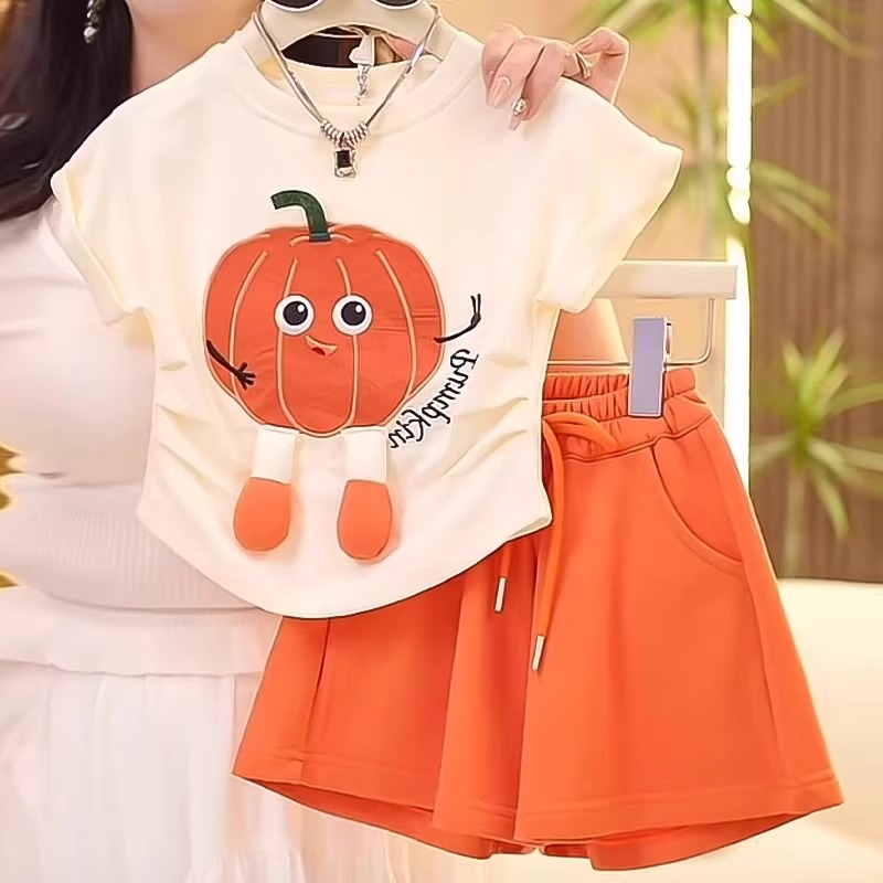 女童夏季套装2025新款儿童装夏装洋气网红时髦休闲女孩短袖两件套