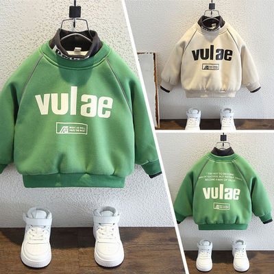 儿童冬季男童加绒加厚卫衣