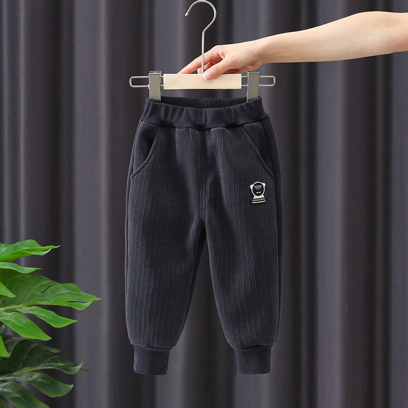 男童裤子秋冬装加厚一体绒休闲裤