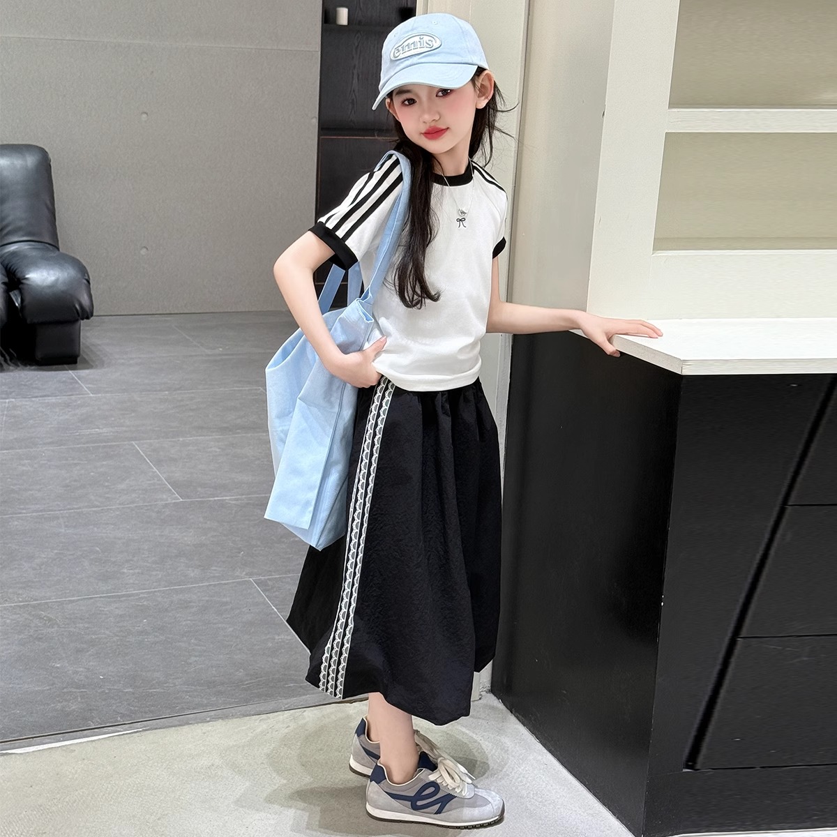 女童夏季半身裙套装恤短裙两件套