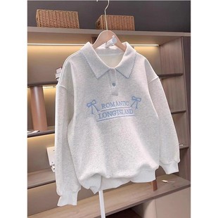 女童卫衣春秋2025新款儿童上衣洋气POLO领大童女孩秋装休闲打底衫