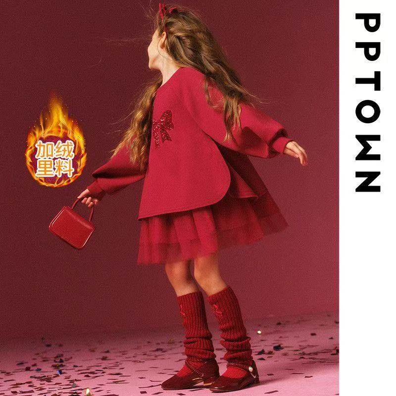 女童连衣裙2026新年拜年服儿童拼接网纱公主裙童装蝴蝶结红色裙子,童装/婴儿装/亲子装,连衣裙,淘宝优惠券,粉丝福利购,淘宝优惠卷