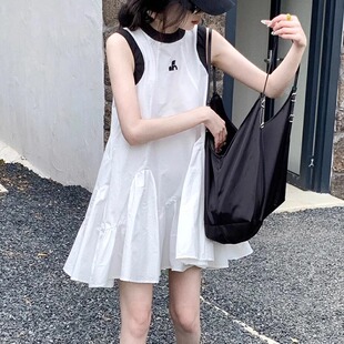 女童白色连衣裙夏季2025新款女大童夏款裙子初中生高级感夏装吊带