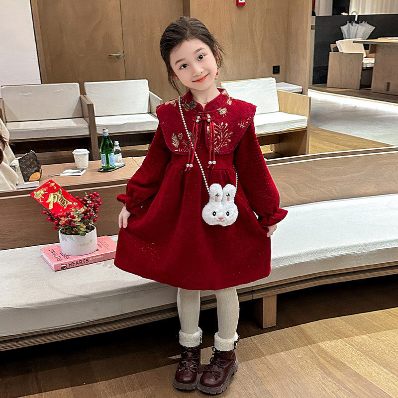 女童中国风连衣裙金领喜庆宝宝过年拜年服裙子冬季红色新年冬装,童装/婴儿装/亲子装,连衣裙,淘宝优惠券,粉丝福利购,淘宝优惠卷
