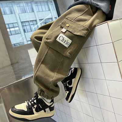 男童工装裤冬季一体加绒加厚长裤