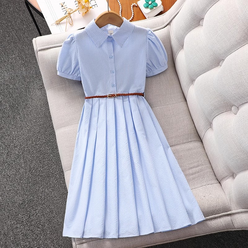 女大童学院风衬衫裙儿童收腰裙子