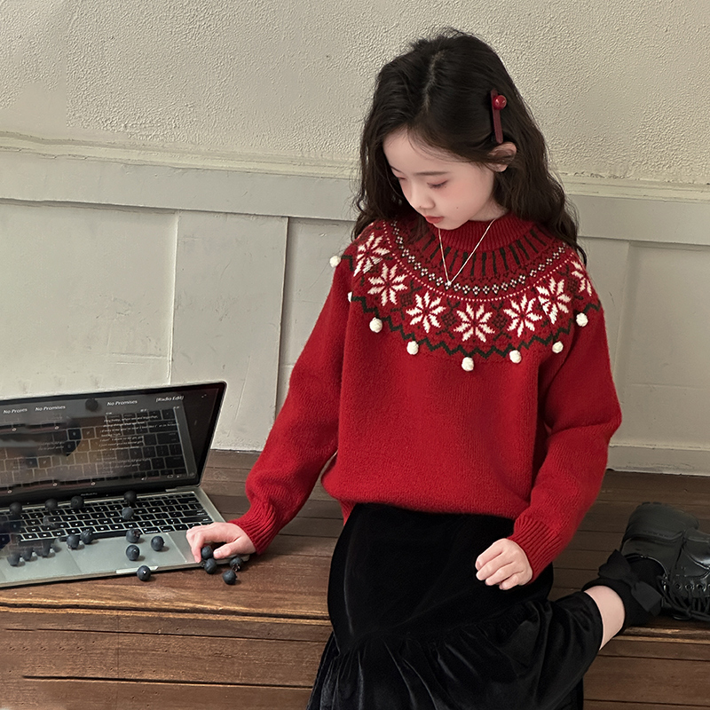 女童毛衣秋装新款儿童保暖针织衫