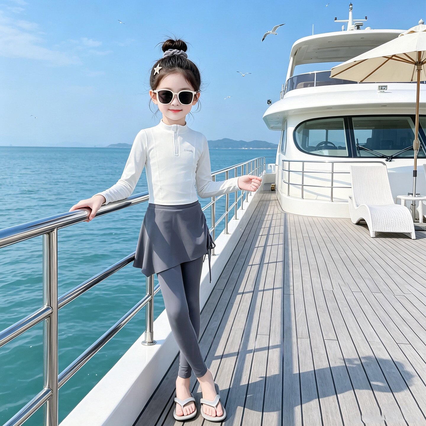 女童泳衣套装夏季防晒分体泳装图片