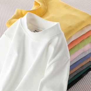 儿童打底衫半高领a类纯棉秋冬中大童宝宝内搭女童秋衣男童长袖t恤