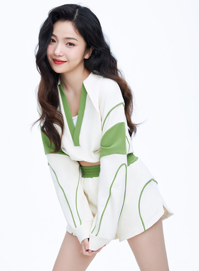 D1Y1赵露思于文文同款oversize黑色撞色宽松秋冬重磅卫衣套装女