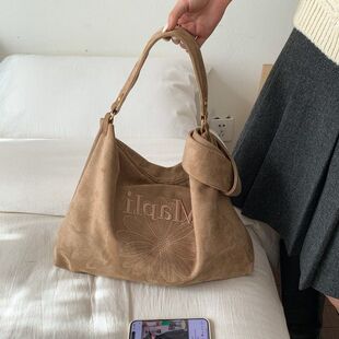 韩系慵懒风刺绣单肩包包女式2026新款超火小众不撞款托特斜挎包女