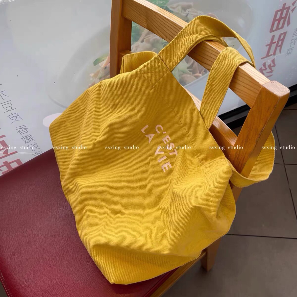 大容量ins简约帆布包 单肩手提托特包文艺布袋女 字母复古慵懒风
