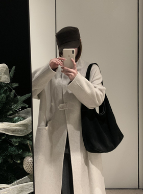 米米好韩系极简立领显瘦保暖大长款羊毛外套（含10羊绒）260109W1