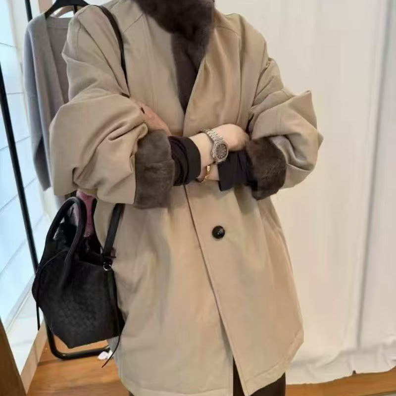 和+-巴恩风鹅绒服保暖羽绒服外套(毛领水貂真毛不可拆卸)K米米952