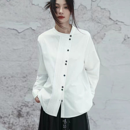 米米小众设计小立领新中式衬衫书写当代帅气风格包容性好衬衫A969