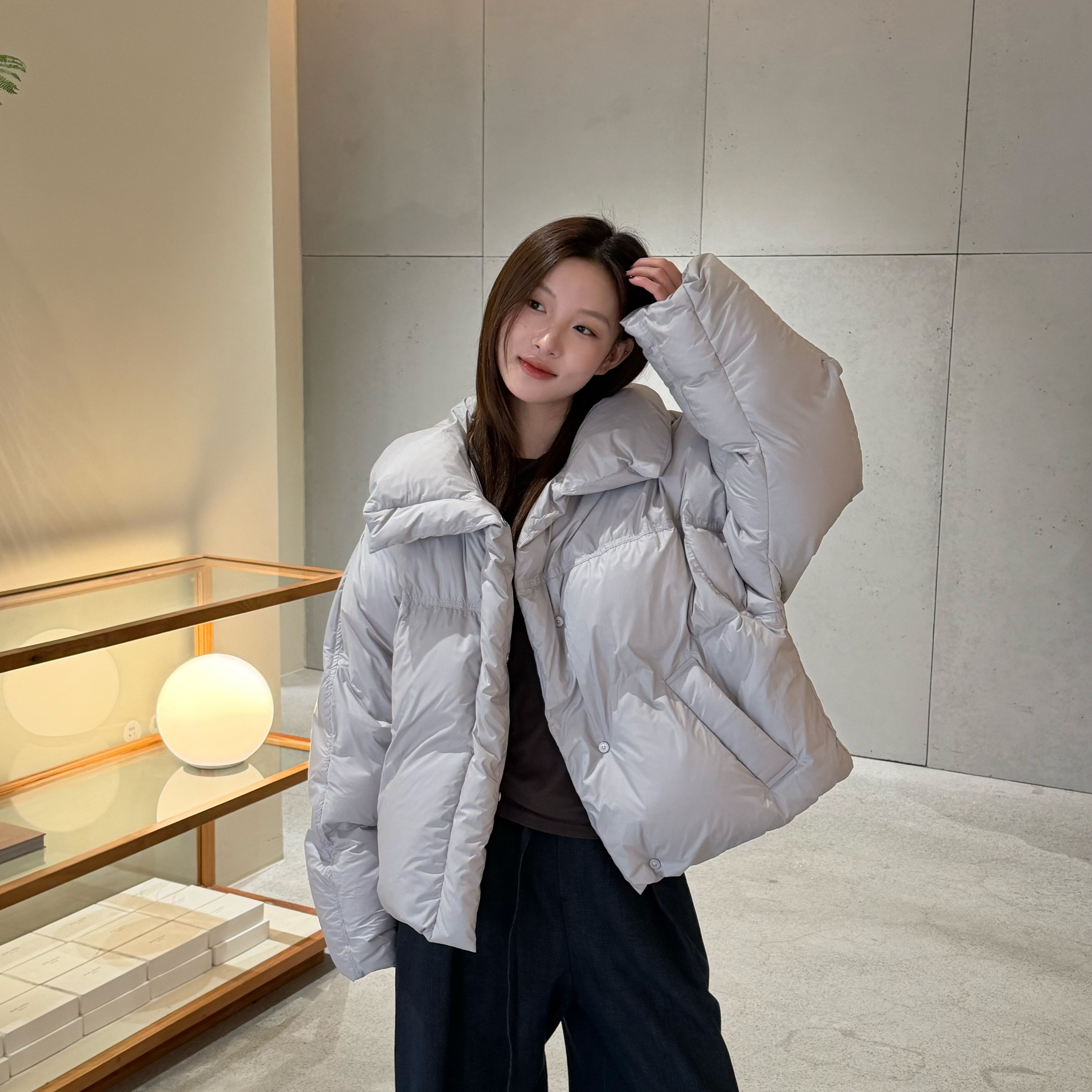 米米店冬季韩版百搭保暖翻领羽绒服女外套保暖羽绒服外套R119