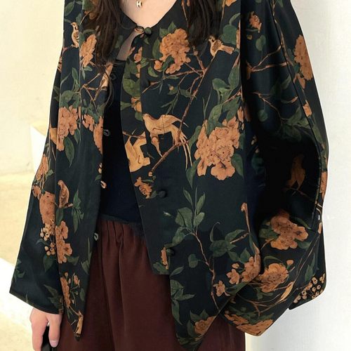 米米店冬上新枇杷山雀香云纱外套上身贵气短外套YS224-G416