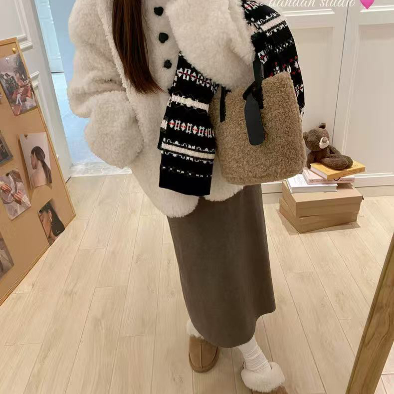 米米韩系百搭圆领单排扣宽松羊毛外套（含100绵羊毛）n1617