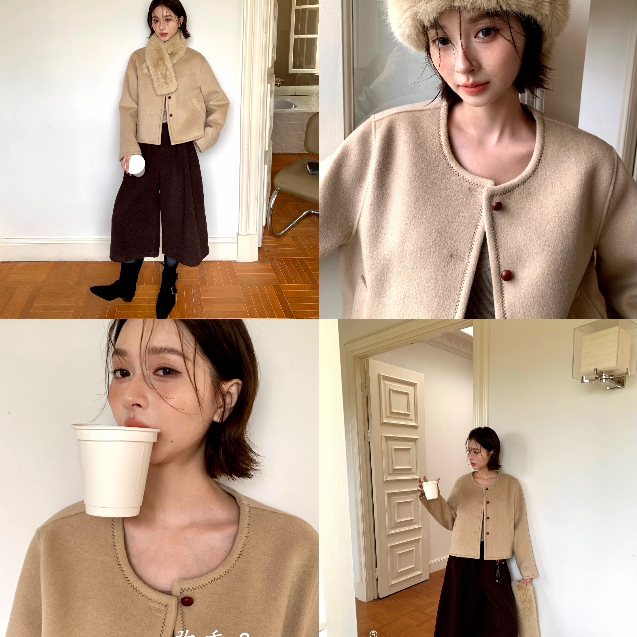 米米小众设计围感简约毛毛领显瘦百搭羽绒服(配毛毛领)F3173