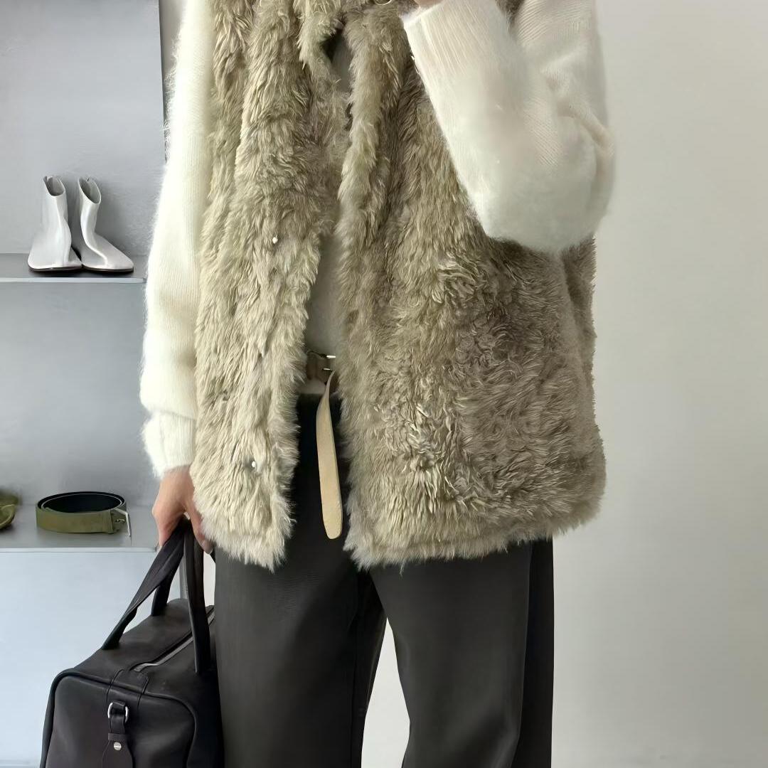 米米氛围感两穿加厚亲肤柔软百搭氛围感皮毛一体马甲LAN508403523